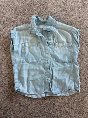 Bella Dahl Light Blue Girls Chambray Button-Up Shirt